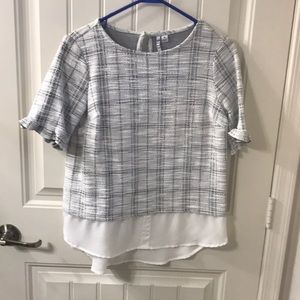 Tweed mixed media blouse from kohl’s
